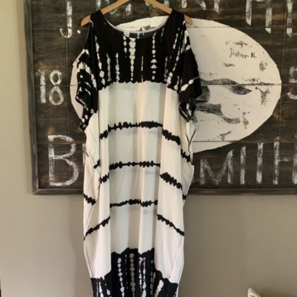 New Boho Tie Dye Kimono Maxi MuMu Tunic Dress Beach Cover-Up Womens - Picture 9 of 11